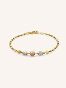 Bracelets: 22ct Gold Rose Gold Two Tone Ball Bracelet