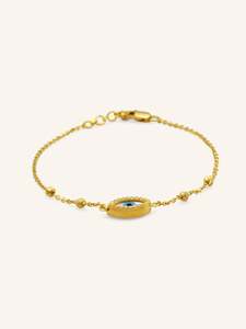 22ct Gold Ball Evil Eye Ladies Bracelet