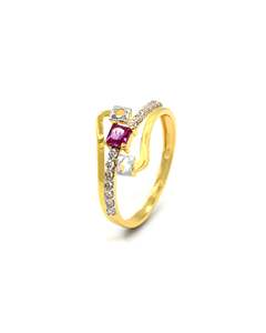 18ct Gold Pink CZ Ladies Ring
