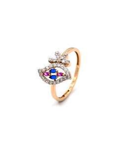 18ct Gold Ring Women: 18ct Rose Gold Pink CZ Ladies Ring