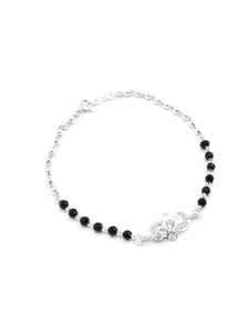 Sterling Silver Black Beads CZ Bracelet