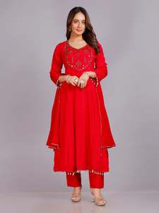 Girls Churidar Suit: Abhira Silk Flair Suit