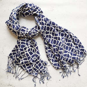 Accessories: Mosaic Scarf - Navy