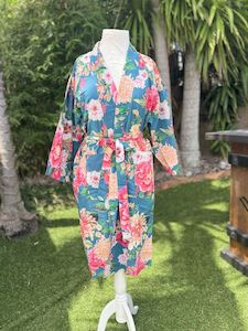 Fleur Kimono Robe Bluestone