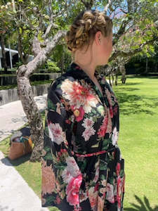 Fleur Kimono Robe Black