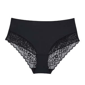 Knicker: Lily Lace Midi Brief - Black
