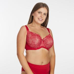 En Forme Bras: Peony Lace Premium Support Bra - Savvy Red