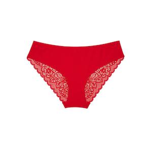Bikini Brief: Lily Lace Bum Bikini Brief - Ruby Red