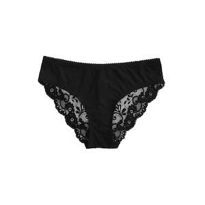 Bikini Brief: Lace Bum Bikini Brief - Black