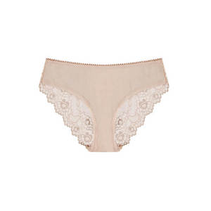 Bikini Brief: Lace Bum Bikini Brief - Cafe Latte