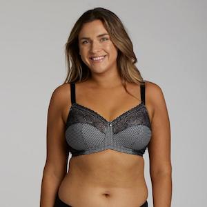 Wirefree Bras: Print Wirefree Bra - Black Pebble