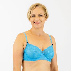 Balconette Bras: Alyssum Lace Balconette Bra - Lagoon Blue