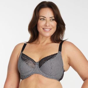 Full Cup Bras: Print Full Cup Bra - Black Pebble