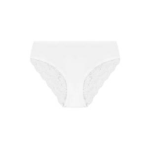 White Briefs: Sweetpea Lace Bum Bikini Brief - Ice White