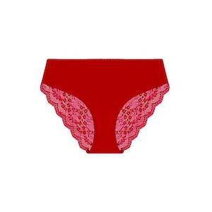 Red Briefs: Sweetpea Lace Bum Bikini Brief - Lipstick Red
