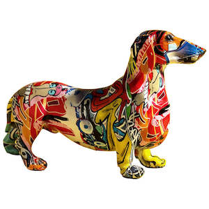 Home Decor 2: Vivid Graffiti Dachshund Statue