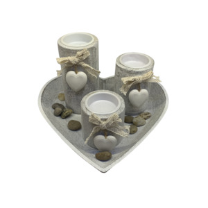 Rustic Heart Trio Candle Holder Set