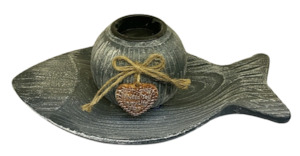 Rustic Fish Charm Candle Holder
