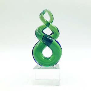 Emerald Glass Twist Sculpture