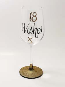 Golden Birthday Wishes Wine Glass