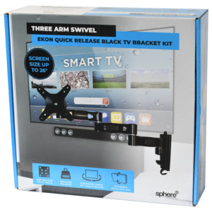 Sphere Ekon Black TV Bracket - 3 Arm Swivel