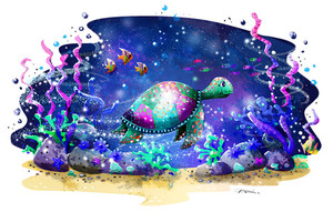 Products: Night Turtle - custom illustration print HayleyElliottKernot