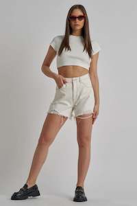 Womens Shorts: ABRAND Venice Short 'White Fade Rip'