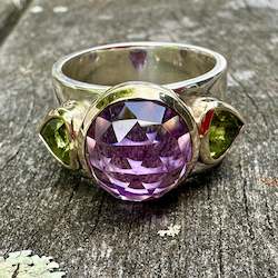 Amethyst and peridot serenity ring