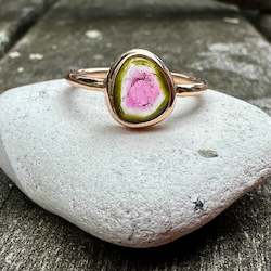 Watermelon tourmaline ring