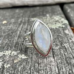 Rings: Marquise Rainbow Moonstone Ring