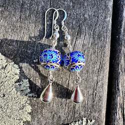 Earrings: Enamel and sterling silver earrings