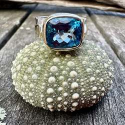 Swiss blue topaz Amore ring