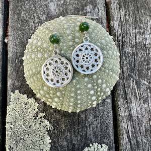 Rose window & NZ greenstone earrings