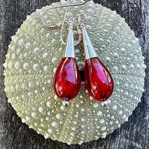 Red Venetian glass earrings