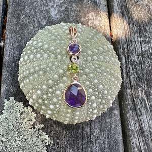 Rose cut amethyst and peridot pendant