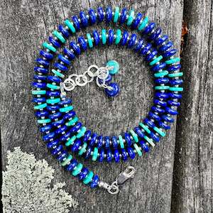 Lapis lazuli and turquoise rondel necklace