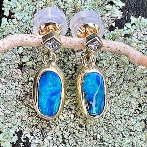 Opal: Boulder opal and diamond earrings