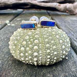 Opal: 2ct Australian boulder opal studs