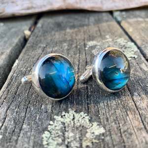 Mens Jewellery: Labradorite and Sterling Silver Cufflinks