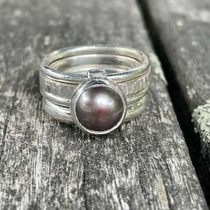 Spinner And Unity Rings: Coffee Freshwater Pearl Unity Ring