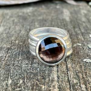 Smoky Quartz Heavy Unity Ring