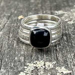 Square Black Onyx Unity Ring