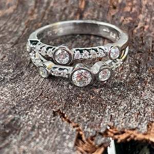 Double band night sky diamond ring