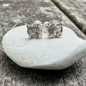 Stud Earrings: Tourminalated quartz studs