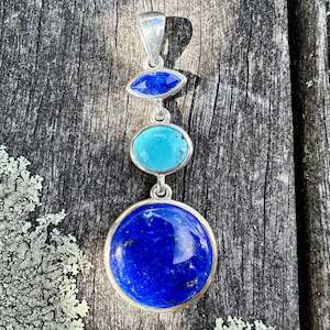 Lapis lazuli and turquoise pendant