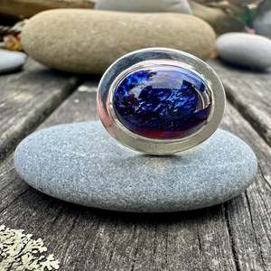 Vintage Glass: Small  Vintage oval dragons breath ring