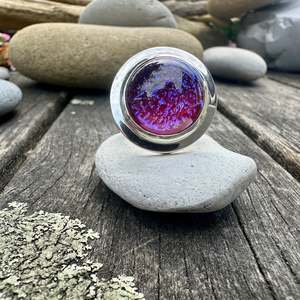 Vintage Glass: Large Vintage  round dragons breath ring