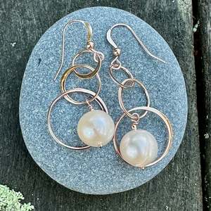 Pearls: triple hoop & freshwater pearl earrings
