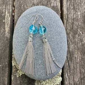 Shop All: Faceted blue topaz tassel earrings