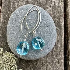 Faceted blue topaz earrings
